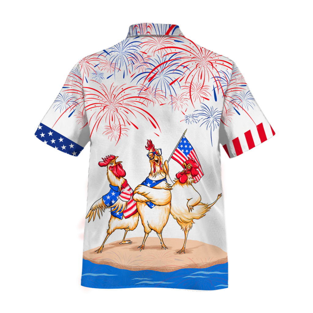 Chicken Hawaiian Shirts Independence Day Is Coming, 4Th Of July Funny Chicken Hawaii Aloha Beach Shirt, Chicken Lovers