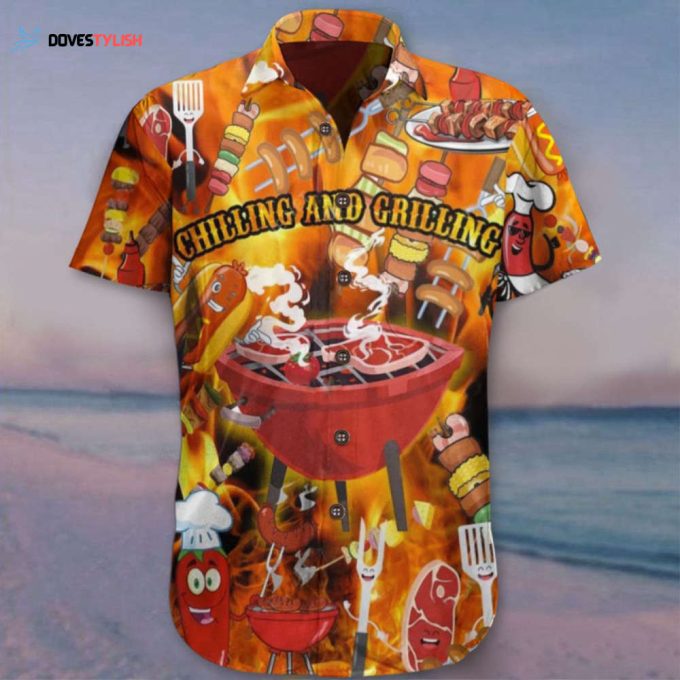 Chilling And Grilling Hawaiian Shirt Funny BBQ Shirt For Men Gift For Him