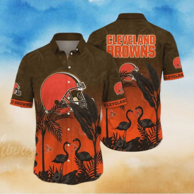 Cleveland Browns NFL Flora Sunset Hawaiian Shirt