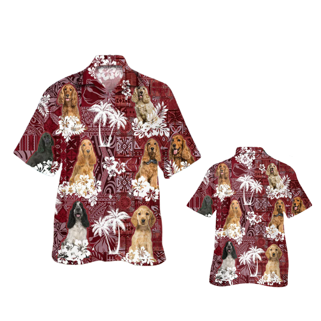 Cocker Spaniel Hawaiian Shirt, Red Hawaiian Shirt For Dog Lovers