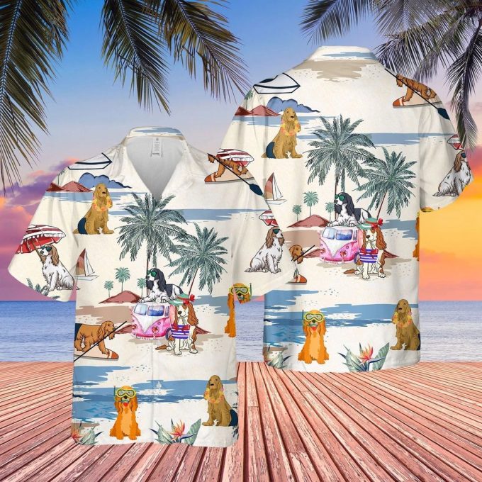 Cocker Spaniel Summer Beach Hawaiian Shirt, Short Sleeve Dog Aloha Beach Shirt For Men And Woman