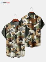 Coconut Tree Print Hawaiian Shirt, Tree Hawaiian Shirt, Beach Shirt, Gift Shirt