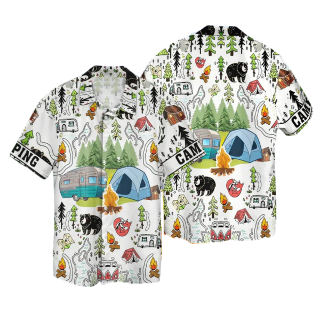 Cool Camping Hawaiian Shirt, Camp Hawaii Aloha Beach Shirt, Camping Hawaiian Shirts