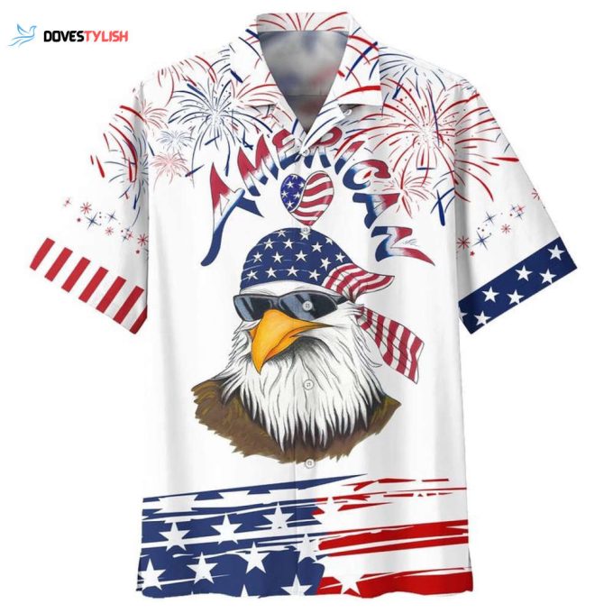 Cool Eagle American Hawaiian Shirt For Dad, Husband Independence’S Day Hawaii Gifts, Best Gift 4Th Of July For Him