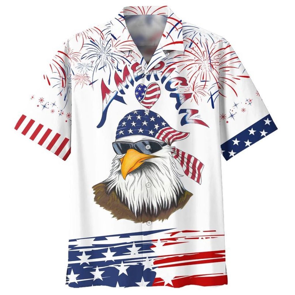 Cool Eagle American Hawaiian Shirt For Dad, Husband Independence’S Day Hawaii Gifts, Best Gift 4Th Of July For Him