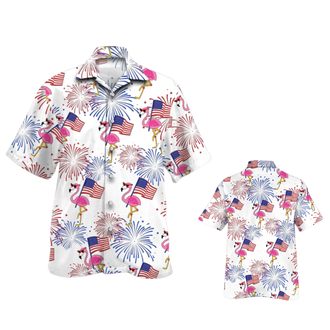 Cool Flamingo Hawaiian Shirt, Independence Day Is Coming Aloha Beach Shirts, American Flag Flamingo Hawaii Shirt