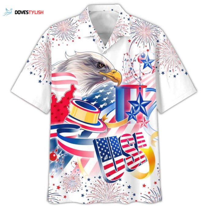 Cool Hawaiian Shirt With Usa Eagle Independence’s Day Aloha Short Sleeve Hawaii Shirt For 4Th Of July