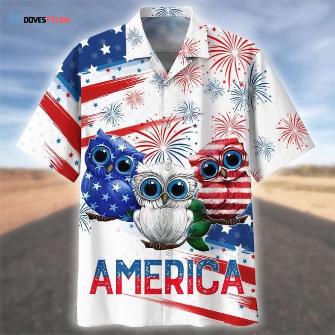 Cool Usa Owl On Hawaiian Shirt For Men And Woman On Independence’S Day, Owl Hawaiian Shirt Short Sleeve