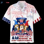 Corgi Hawaiian Shirt Full Print Independence Day, Funny Dog America On Hawaii Aloha Shirts For Dog Lovers