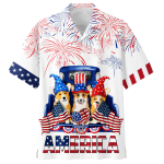 Corgi Hawaiian Shirt Full Print Independence Day, Funny Dog America On Hawaii Aloha Shirts For Dog Lovers