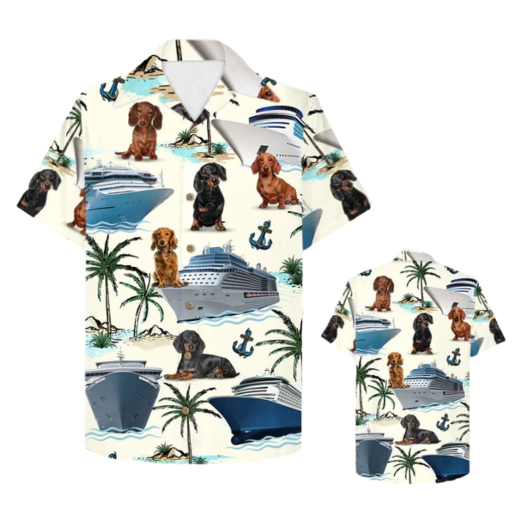 Cruising Dachshund Hawaiian Shirt – Gift For Cruise Trips – Dachshund And Cruise Pattern Trna