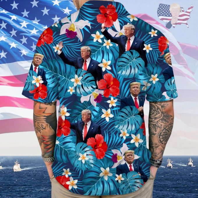 Custom Donald Trump Photo Tropical Style Hawaii Shirt – Funny Face Custom Hawaii Shirt