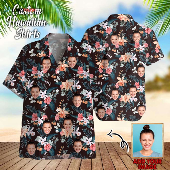 Custom Face Summer Floral Hawaiian Shirt – Funny Hawaii Shirt Personalized Face, Hawwaiian for Couples