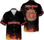 Custom Firefighter Hawaiian Shirt for Men Mens Firefighter Shirt Firefighter Button Up Shirt Unisex Mens Firefighter