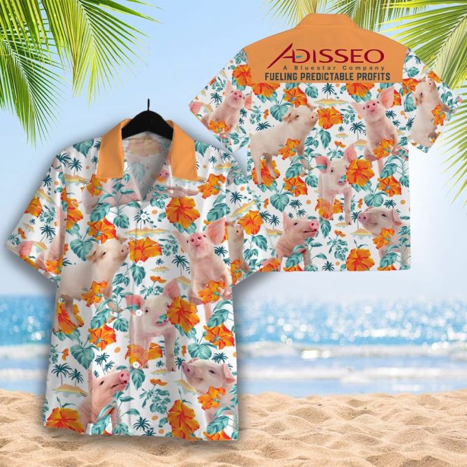 Custom Funny Pig Hibiscus Flowers All 3D Printed Hawaiian Shirt – Best Hawaiian Shirt for Team