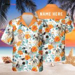 Custom Name Brahman Cow Hibiscus Flowers All 3D Printed Hawaiian Shirt