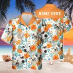 Custom Name Brahman Cow Hibiscus Flowers All 3D Printed Hawaiian Shirt