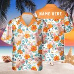 Custom Name Funny Pig Hibiscus Flowers All 3D Printed Hawaiian Shirt – Best Hawaiian Shirt for Team