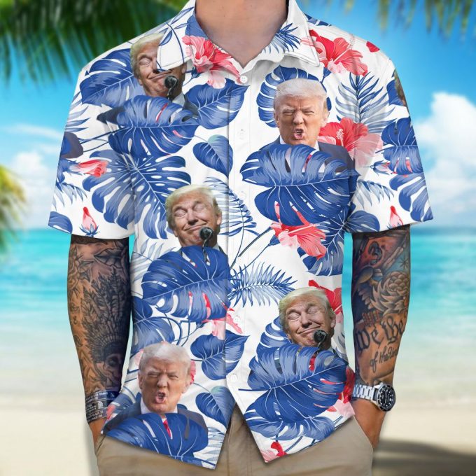 Custom Photo Trump Face Hawaiian Shirt – Funny Face Custom Hawaiian Shirt