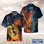 Custom With Name Acoustic Guitar Water And Fire Hw 3D Hawaiian Shirt, Guitarist Hawaiian Shirt