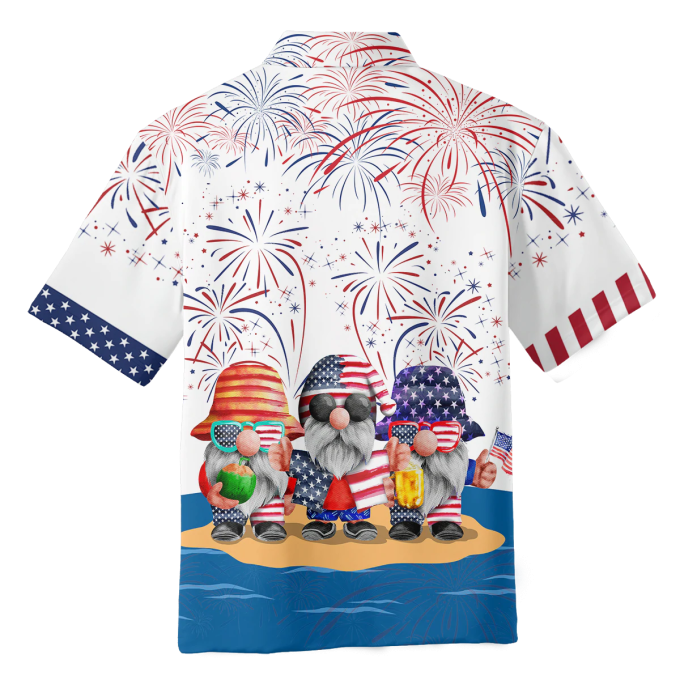 Cute Lovely Gnome Independece Day Hawaiian Shirts, Gnome Hawaii Aloha Beach Shirts, Gnomes Patriotic Lovers Gift