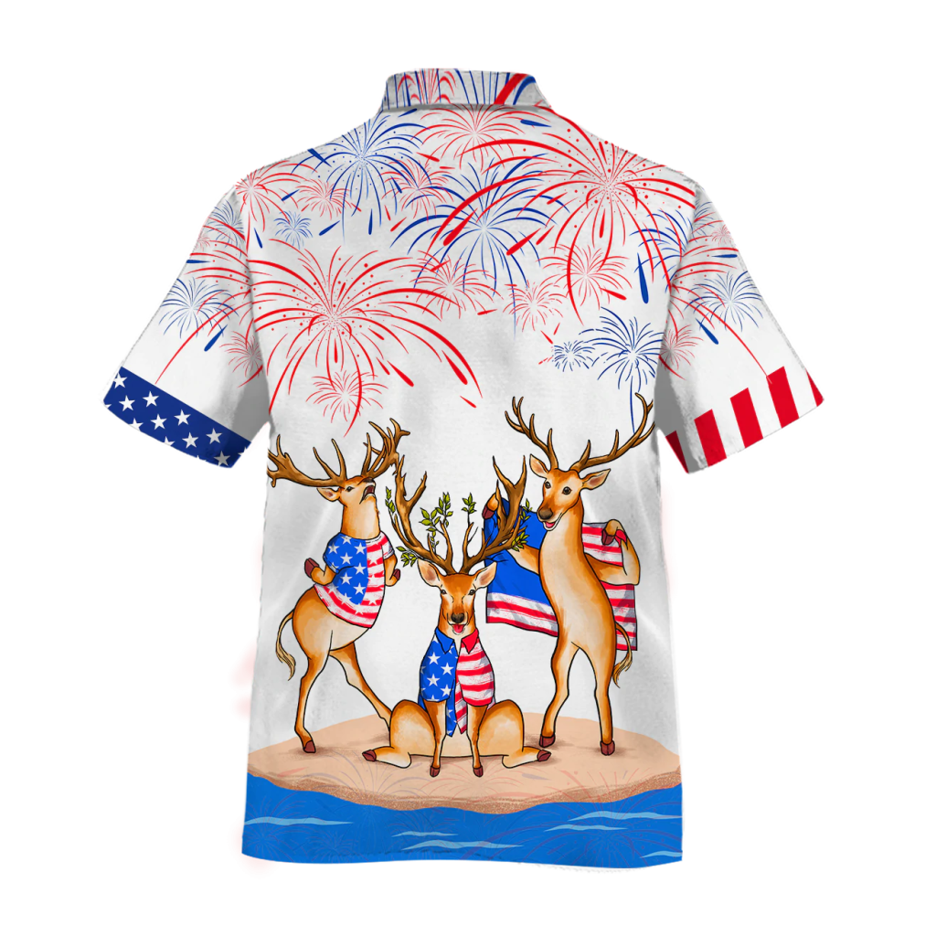 Deer Independence Day Is Coming Hawaiian Shirts For Adults, Deer Hawaii Aloha Beach Shirt For Happy 4Th Of July