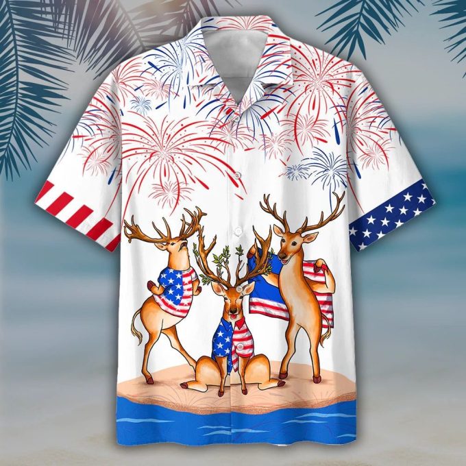 Deer Independence Day Is Coming Hawaiian Shirts For Adults, Deer Hawaii Aloha Beach Shirt For Happy 4Th Of July