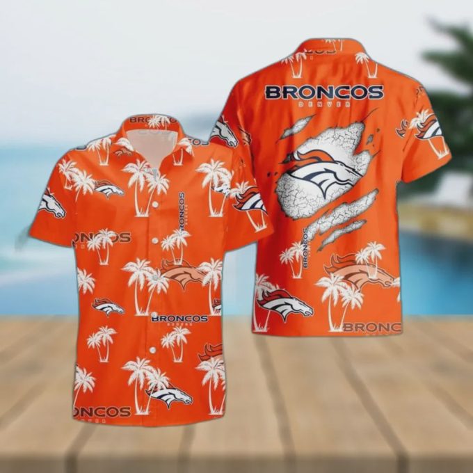 Denver Broncos NFL Palm Tree Pattern Hawaiian Shirt