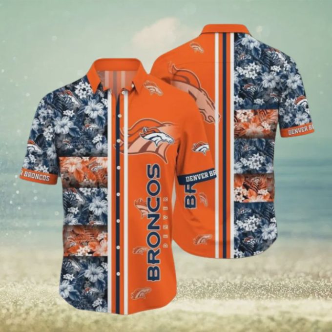 Denver Broncos NFL Tropical Flowers Orange Hawaiian Shirt