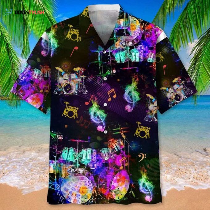 Drum Color Hawaiian Shirt For Man And Woman, Drumming Hawaii Shirts, Drummer Hawaiian Beach Shirt