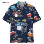 Drum Nature Beach Hawaiian Beach Shirts, Drummer Gifts, Aloha Hawaiian Shirt For Musican, Drum Hawaiian Shirt