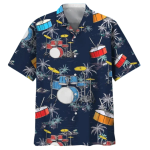 Drum Nature Beach Hawaiian Beach Shirts, Drummer Gifts, Aloha Hawaiian Shirt For Musican, Drum Hawaiian Shirt