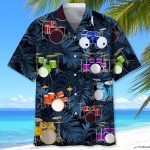 Drums Tropical Hawaiian Shirt, Aloha Beach Shirts For Drummer, Cool Hawaiian Shirt For Drum Lovers