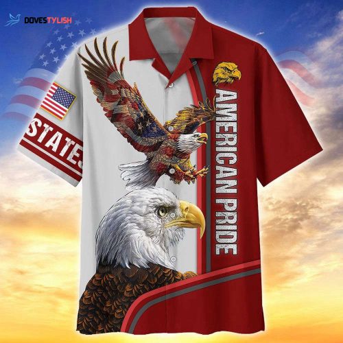 Eagle Merica Independence Day 3D Full Printed Hawaiian Shirt For Boyfriend, 4Th Of July Hawaiian Beach Shirt