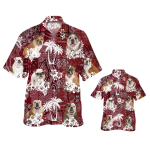 English BullDog Hawaiian Shirt, Cool Hawaiian Shirt With Dog Red Tribal Pattern