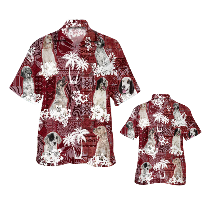 English Setter Hawaiian Shirt, Dog All Over Print Hawaii Shirt Short Sleeve