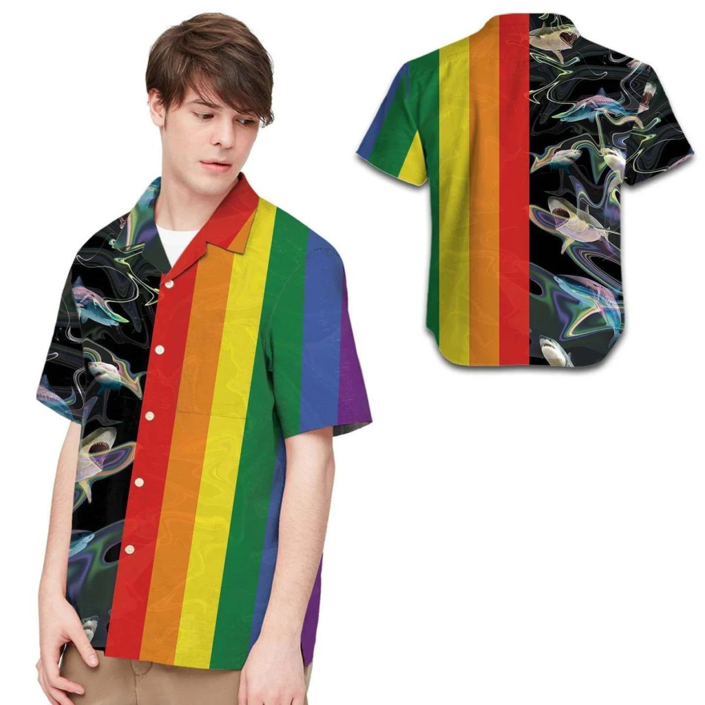 Felacia Lgbt Rainbow Sharks For Lgbtq Community In Daily Life Hawaiian Shirt