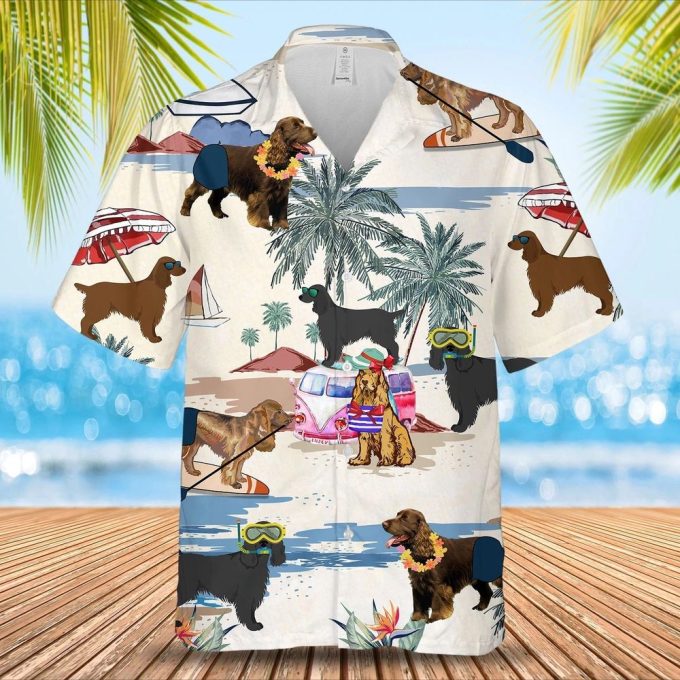 Field Spaniel Summer Beach Hawaiian Shirt, 3D All Over Print Dog In Hawaii Aloha Shirt