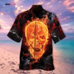 Fire Skull Red Smoke All Over Printed 3D Hawaiian Shirt