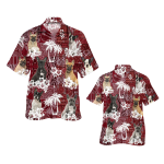 French Bulldog Hawaiian Shirt, Dog Hawaii Aloha Beach Shirt Red Tribal Pattern