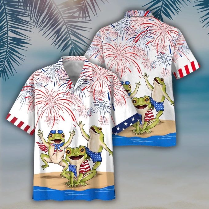 Frogs Hawaiian Shirt Independence Day, Frogs 3D Aloha Beach Shirts, Frogs Hawaii Shirt For 4Th Of July