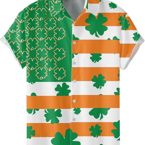 Funky Irish Hawaiian Shirts, St. Patrick’s Day Button Down Beach Shirt, Gifts For Her