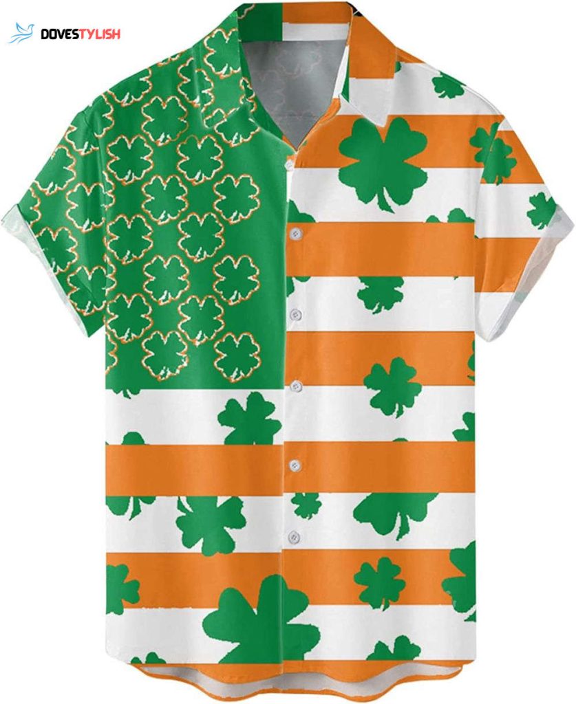 Funky Irish Hawaiian Shirts, St. Patrick’s Day Button Down Beach Shirt, Gifts For Her