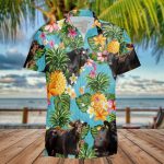 Funny Black Angus Cow Hawaiian Shirt, Tropical Flower Hawaii Shirt, Short Sleeve Hawaiian Aloha Shirt