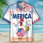 Funny Chicken Beer Hawaiian Shirt For Independence’S Day, Cool Chicken Patriotic 4Th Of July Gift For Chicken Lovers