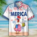 Funny Chicken Beer Hawaiian Shirt For Independence’S Day, Cool Chicken Patriotic 4Th Of July Gift For Chicken Lovers