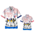 Funny Hawaiian Shirt 4Th Of July, Penguins Hawaiian Shirt Independence Day, Penguin Lover Gifts