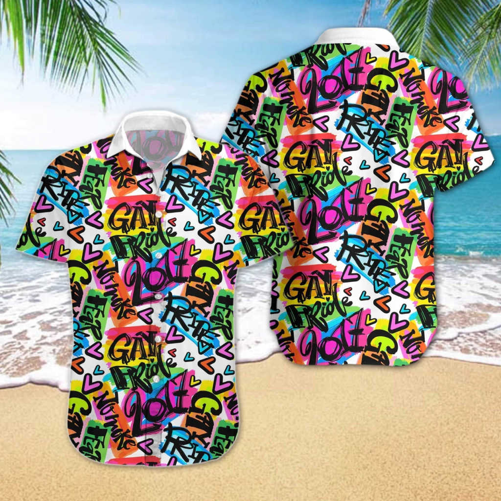 Gay Hawaiian Shirts, Gay Pride Hawaiian Shirt, Lgbt Heart Hawaiian Shirt, Gift For Gaymer