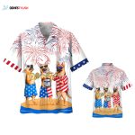 German Shepherd Hawaiian Shirt, Independence’S Day Dog Hawaiian Beach Shirt, Happy American Dog Hawaii Shirt