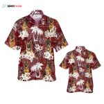 German Shepherd Hawaiian Shirt, Pet Hawaiian Shirts Red Tribal Pattern